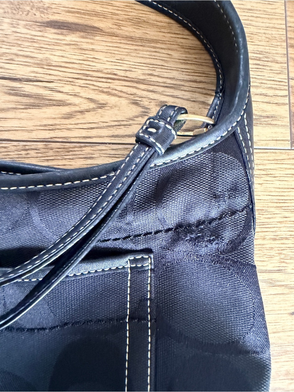 Y2K Vintage Coach Black Ergo Hobo Signature Jacquard Shoulder Bag - Picture 4 of 6